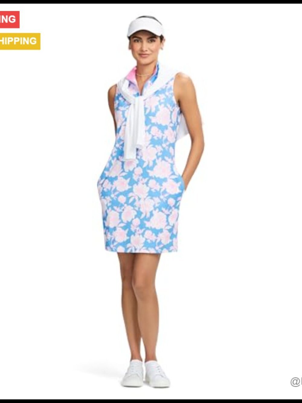 Quarter Zip Sleeveless Athletic Dress, Polyester Spandex Blend, Tennis Golf - Picture 3 of 7